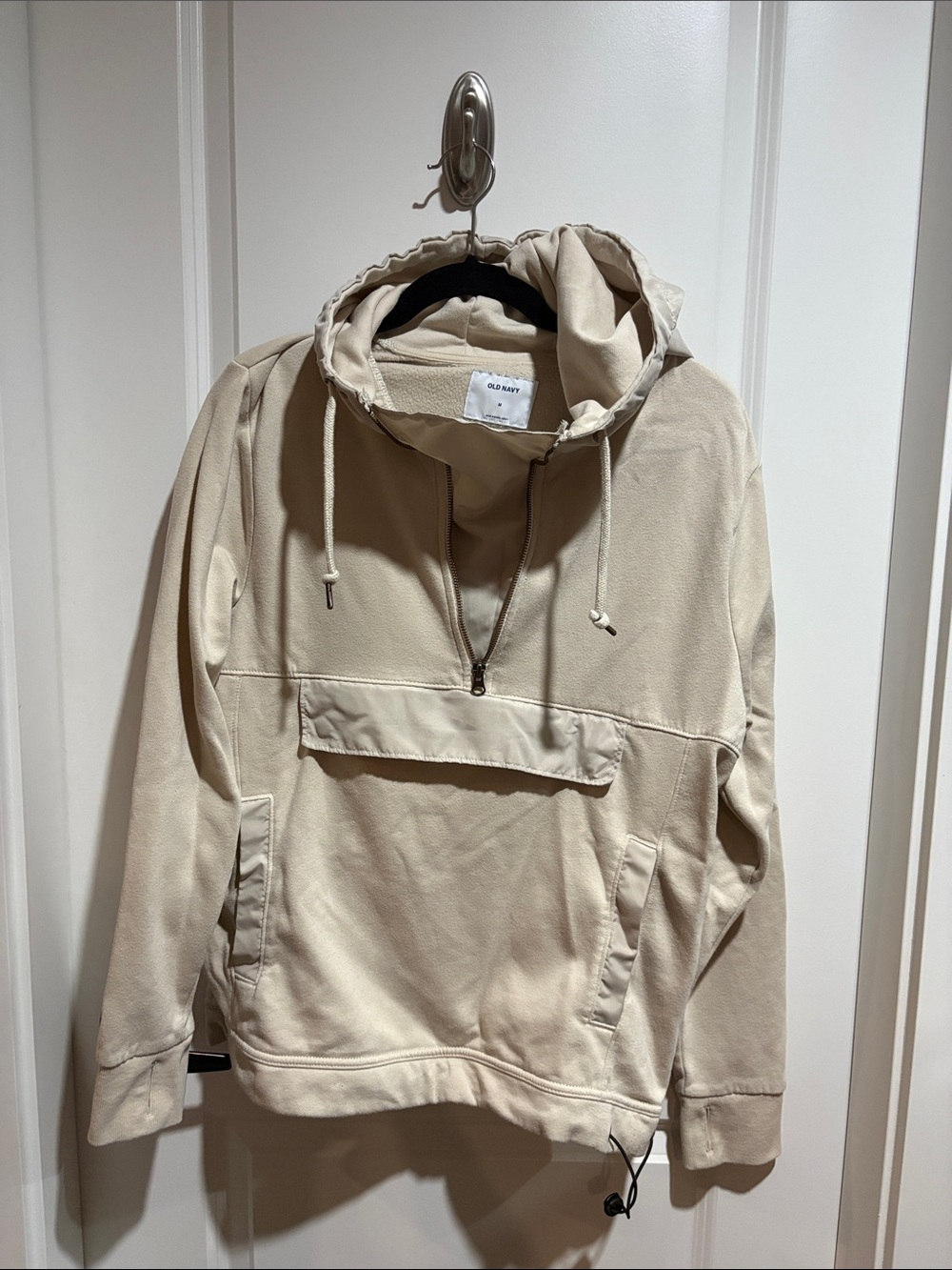 Old Navy Men's Beige Half-Zip Hoodie Pullover